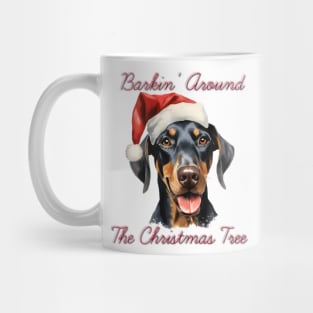 Christmas Doberman Pinscher Dog in Santa Hat Mug